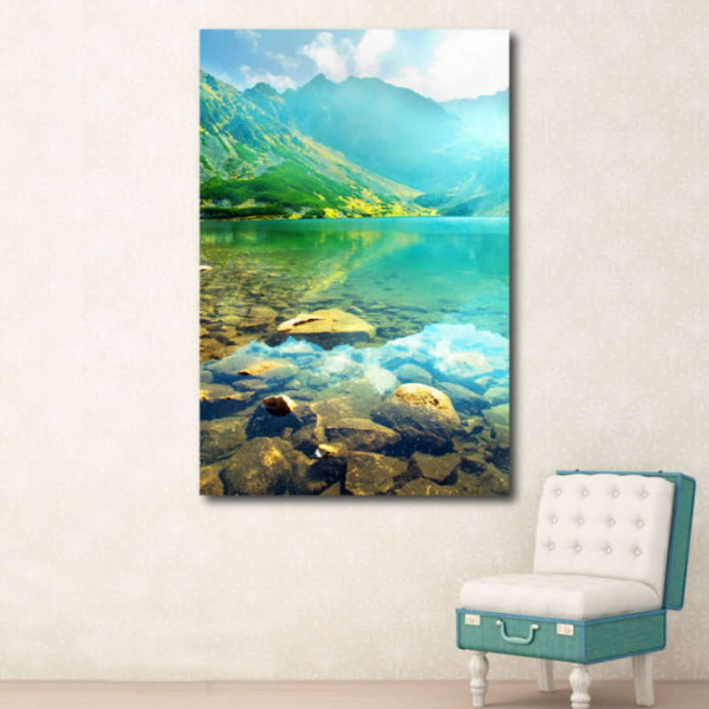Πίνακας σε καμβά με Τοπία Γαλαζοπράσινη λίμνη